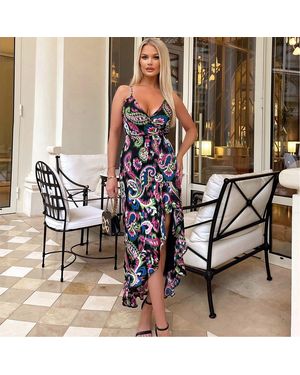 AX Paris Printed Wrap Over Strappy Midi Dress - Multicolour