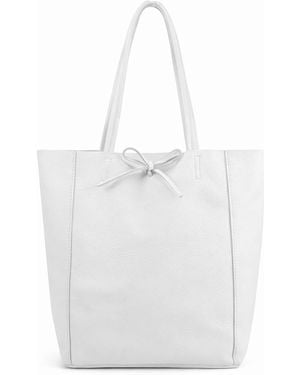 Woodland Leathers Genuine Italian Leather Tote Bag Large Soft Shoulder Handbag - White