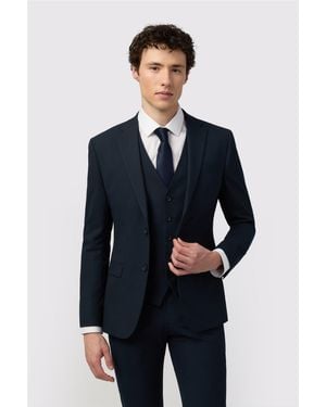 Limehaus Single Breasted Long Sleeve Two Button Skinny Suit Jacket - Blue