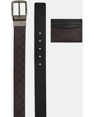 COACH Wide Harness And Card Case Gift Box - Black