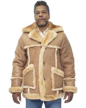 Infinity Leather Designer Winter Sheepskin Fur Coat-Zaragoza - Natural