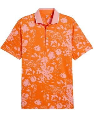 PUMA Mattr Rose Short Sleeve Performance Polo Shirt - Orange