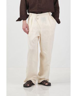 Giesto High-Waist Wide-Leg Trousers - Natural