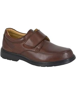 Roamer Leather Extra Wide Fit Touch Fastening Shoes - Brown