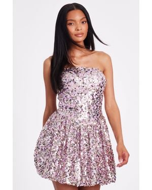 Quiz Sequin Puff Ball Mini Dress - Red