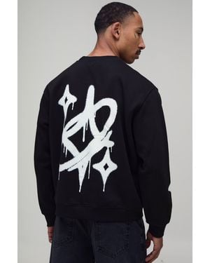 BoohooMAN Oversized Boxy Star Graphic Sweatshirt - Blue
