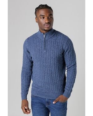 Tokyo Laundry Mid Quarter Zip Cotton Blend Jumper - Blue