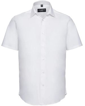 Russell Collection Fitted Short-Sleeved Shirt - White