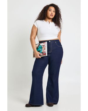 Boohoo The Plus High Waist Flare Jean - Blue