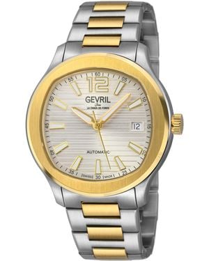 Gevril Stuyvesant 316L Stainless Steel Ipyg Top Ring Case, Cool Dial, Two Toned Bracelet Watch - Metallic