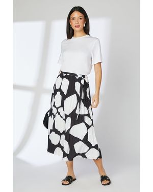PRINCIPLES Mono Geo Printed Pleat Skirt - White