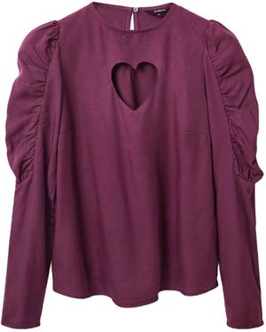 Desigual Balloon-Sleeve Blouse With Heart, Lyocell - Purple