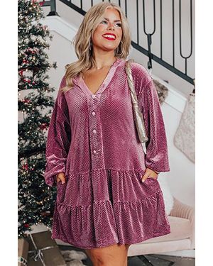 Everyday the Label Velvet Dress Pearl Buttons - Purple