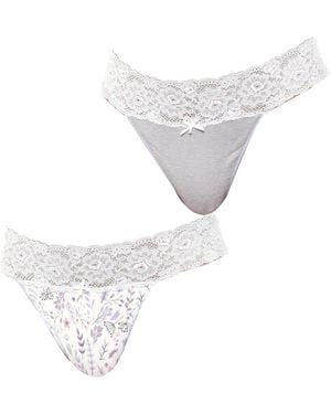 Janira Set Van 2 Coquettes Katoenen Strings Jpt1 Voor - Wit