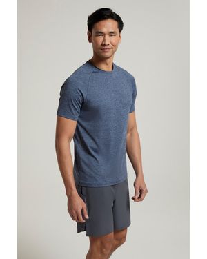 Mountain Warehouse 'Agra' Isocool Striped Tee Sun Protection Comfy Sports T-Shirt Polyamide - Blue