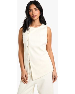 Boohoo Petite Cord Waistcoat - White