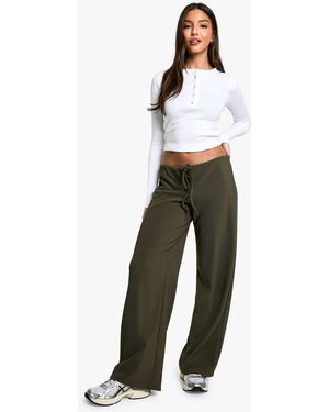 Boohoo Rib Drawstring Trouser - White