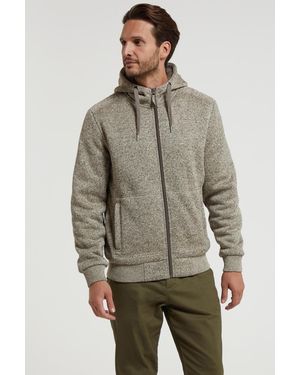 Mountain Warehouse 'Nevis' Fur Lined Hoodie Adjustable Hood Soft Fleece Warm Cosy Jumper - Green