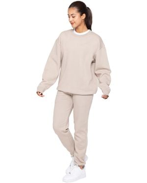 Enzo Oversized Sweatshirt Tracksuit Set - Naturel