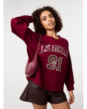 Pink Vanilla Metallic Leopard Long Sleeve Sports Jersey - Red
