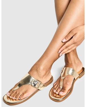 Boohoo Buckle Detail Flip Flop - Metallic