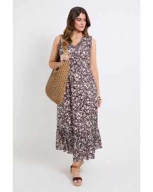Wallis Summer Abstract Cotton Dobby Maxi Dress - Brown