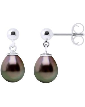 Ateliers Saint Germain Earrings Real Cultured Tahiti Pearls Pear 8-9 Mm - Brown