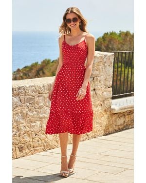 Sosandar Spot Print Tiered Midi Dress