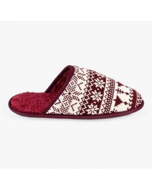 Totes Toasties Fair Isle Mule Slippers Multi - Red