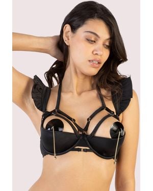 Playful Promises Noelle Satin Strappy Quarter Cup Bra - Black