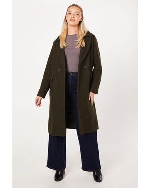 Dorothy Perkins Textured Casual Maxi Coat - Black