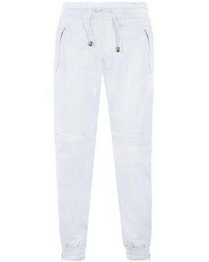 Infinity Leather Jogging Bottoms-Boston - White