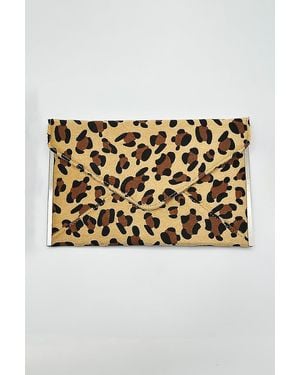SVNX Leopard Envelope Clutch Bag - Metallic