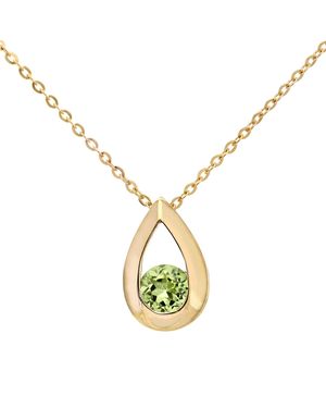 DIAMANT L'ÉTERNEL 9kt Geelgouden 0,30 Ct Peridoot Traanhanger + 18 Inch Ketting - Metallic