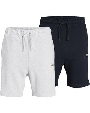 Jack & Jones 2 Pack Sweat Shorts Elastic Waist Drawstring - Blue