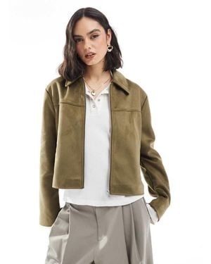 ASOS Faux Suede Top Collar Jacket - Grey