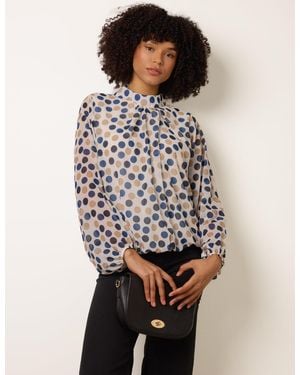 Blue Vanilla Multi Spot High Next Puffball Topâ - Natural