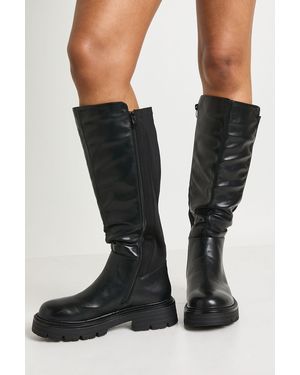 Boohoo Basic Chunky Knee High Boots - Black