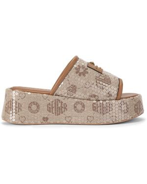 Kurt Geiger Monogram Flatform Sandals - Brown
