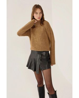 Hiccup Oversized High-Neck Knit Jumper - Brown