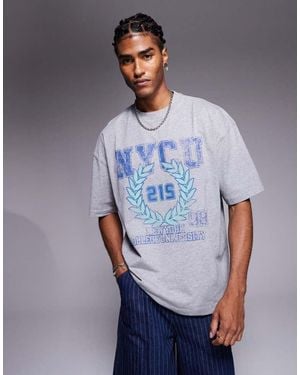 ASOS Oversized T-Shirt With Varsity Graphic - Blue