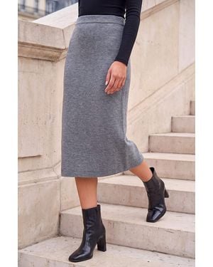 Roman Petite Knit A-Line Skirt - Grey