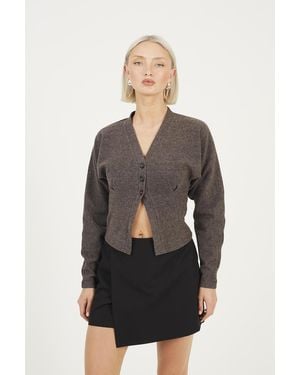 Brave Soul Long Sleeve Button Down Top With Pleats - Black