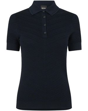BOSS Collared Neck Short Sleeve Jersey Polo Shirt - Blue