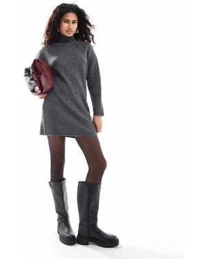 Pimkie High Neck Knitted Mini Jumper Dress - Black