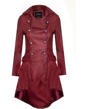 Infinity Leather Gothic Victorian Coat-Accra - Red