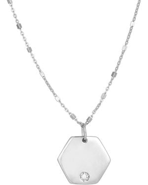 SEOL + GOLD Sterling Hexagon Cz Necklace - Metallic