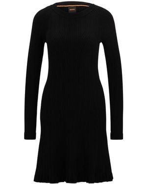 BOSS Crew Neck Long Sleeve Knee Length Jumper Dress - Black