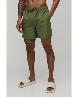 BoohooMAN Mid Length Swim Short - Green