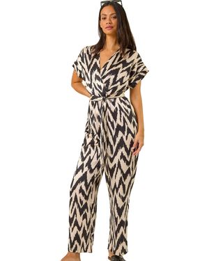 D.u.s.k Zig Zag Wrap Front Jumpsuit - White